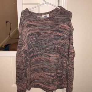 sweater, pink, purple, and grey